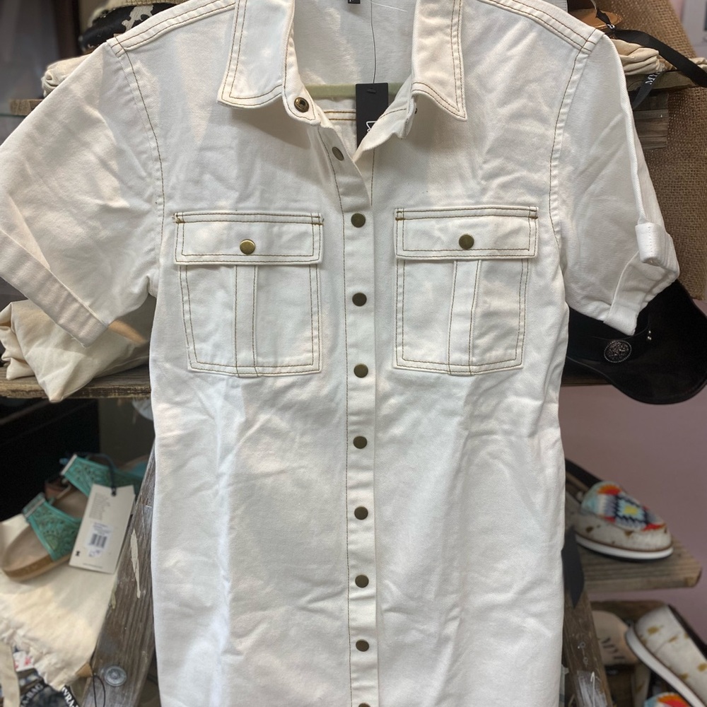 Lulu's Off-White Button Down Casual dress
